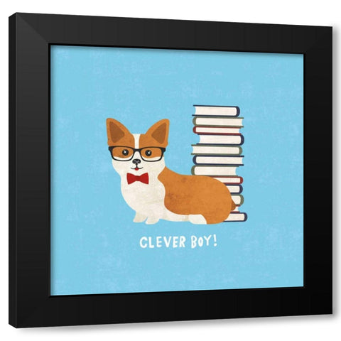 Good Dogs Corgi Bright Black Modern Wood Framed Art Print with Double Matting by Hershey, Moira