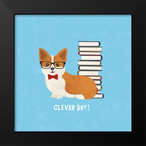 Good Dogs Corgi Bright Black Modern Wood Framed Art Print by Hershey, Moira