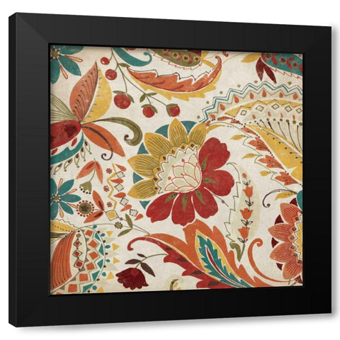 Boho Paisley Spice I Black Modern Wood Framed Art Print with Double Matting by Wild Apple Portfolio