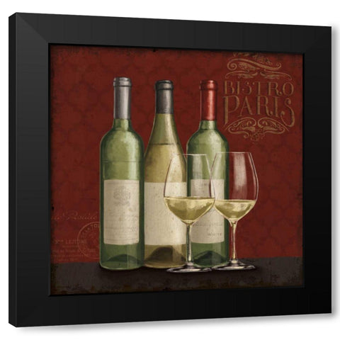 Bistro Paris White Wine v.2 Black Modern Wood Framed Art Print with Double Matting by Penner, Janelle