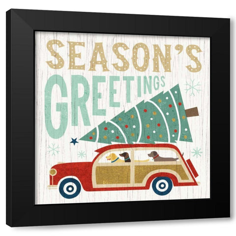 Holiday on Wheels II Black Modern Wood Framed Art Print with Double Matting by Mullan, Michael