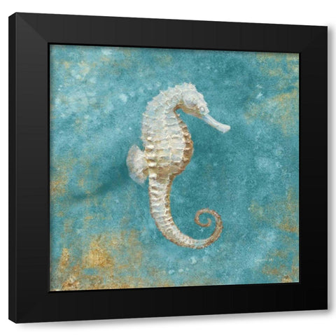 Treasures from the Sea I Aqua  Black Modern Wood Framed Art Print with Double Matting by Nai, Danhui