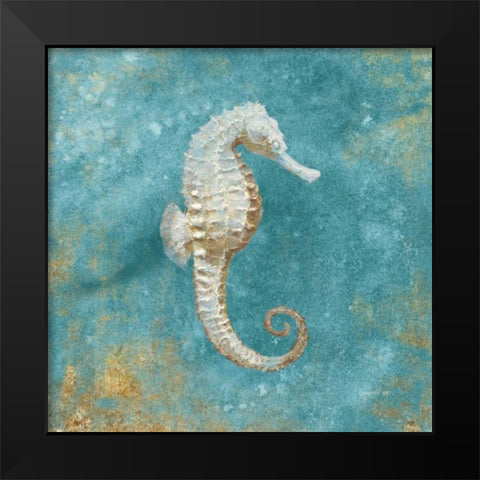 Treasures from the Sea I Aqua  Black Modern Wood Framed Art Print by Nai, Danhui