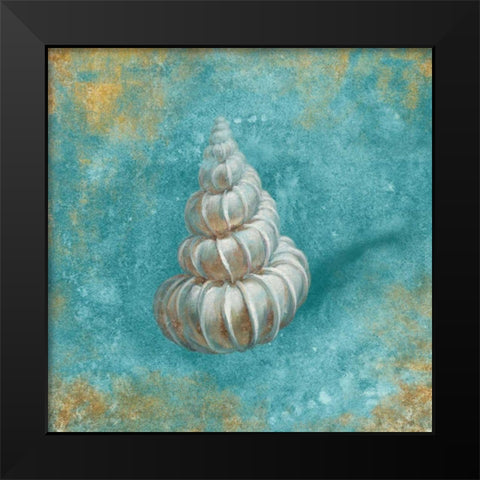 Treasures from the Sea II Aqua  Black Modern Wood Framed Art Print by Nai, Danhui