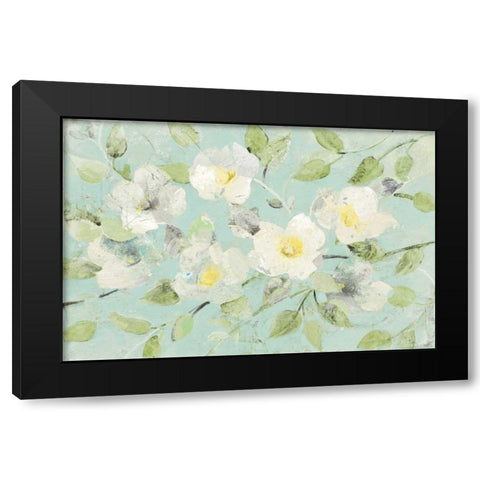 Fading Spring Blue Black Modern Wood Framed Art Print by Hristova, Albena