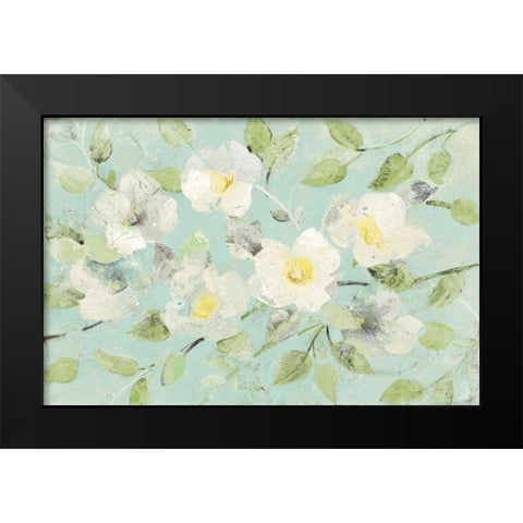 Fading Spring Blue Black Modern Wood Framed Art Print by Hristova, Albena
