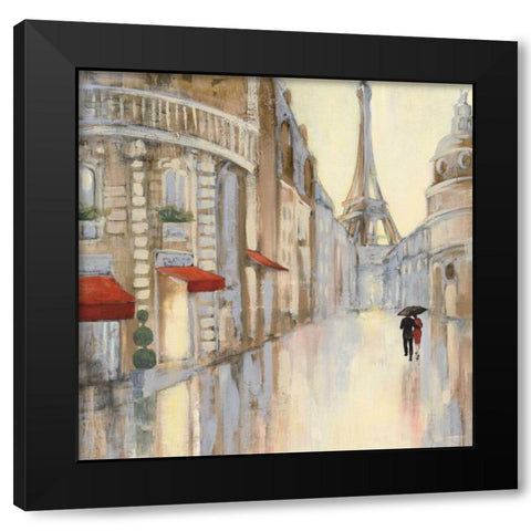 Touring Paris Couple III Black Modern Wood Framed Art Print with Double Matting by Purinton, Julia