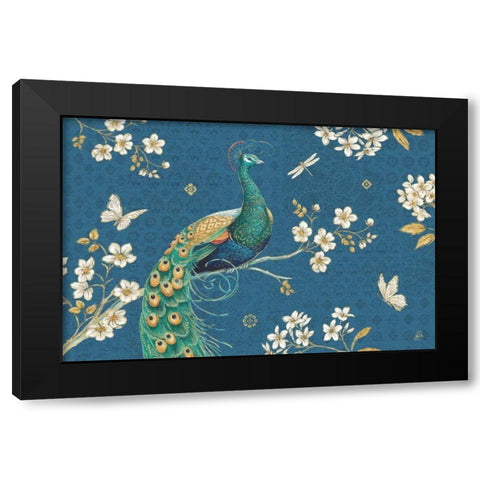 Ornate Peacock III Master Black Modern Wood Framed Art Print by Daphne, Brissonnet