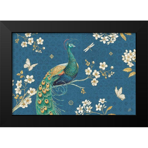 Ornate Peacock III Master Black Modern Wood Framed Art Print by Daphne, Brissonnet