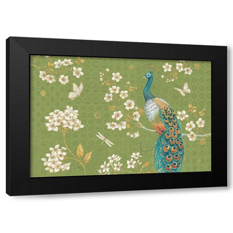 Ornate Peacock II Master Black Modern Wood Framed Art Print with Double Matting by Daphne, Brissonnet