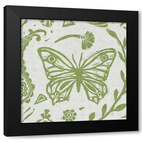 Nordic Woodcut V Master Black Modern Wood Framed Art Print by Daphne, Brissonnet