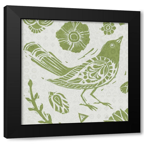 Nordic Woodcut VII Master Black Modern Wood Framed Art Print by Daphne, Brissonnet