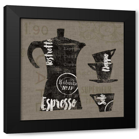 Linen Coffee I Black Modern Wood Framed Art Print with Double Matting by Schlabach, Sue