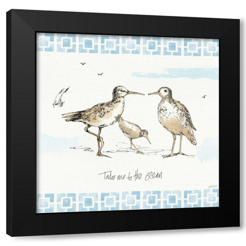 Sandpiper Sea III Black Modern Wood Framed Art Print with Double Matting by Tavoletti, Anne