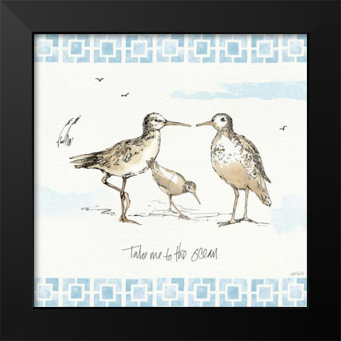 Sandpiper Sea III Black Modern Wood Framed Art Print by Tavoletti, Anne