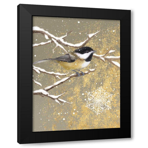 Winter Birds Chickadee Color Black Modern Wood Framed Art Print by Grove, Beth