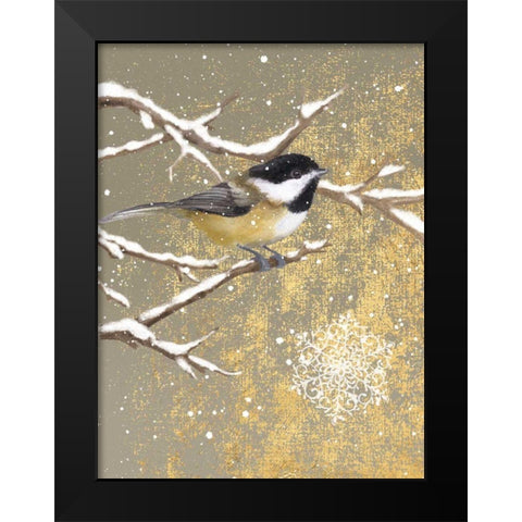 Winter Birds Chickadee Color Black Modern Wood Framed Art Print by Grove, Beth