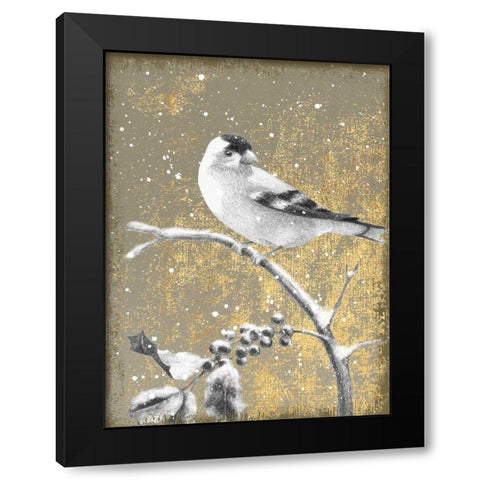 Winter Birds Goldfinch Neutral Black Modern Wood Framed Art Print by Grove, Beth