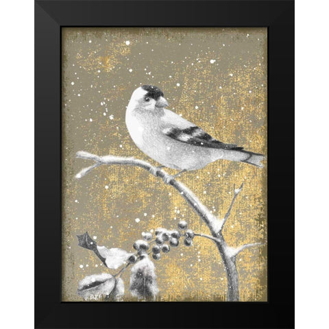 Winter Birds Goldfinch Neutral Black Modern Wood Framed Art Print by Grove, Beth