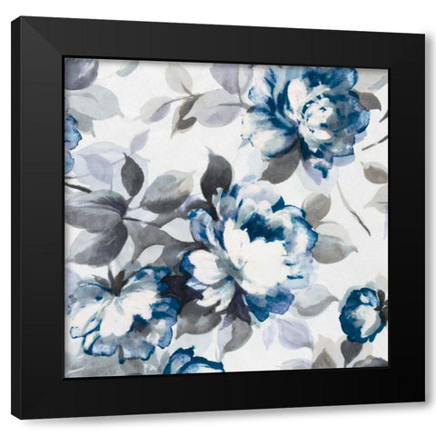 Scent of Roses Indigo II Black Modern Wood Framed Art Print by Wild Apple Portfolio