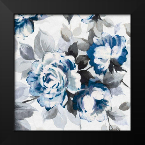 Scent of Roses Indigo III Black Modern Wood Framed Art Print by Wild Apple Portfolio