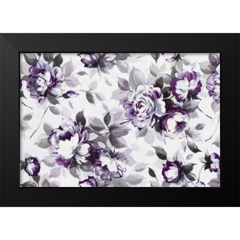 Scent of Roses Plum Black Modern Wood Framed Art Print by Wild Apple Portfolio