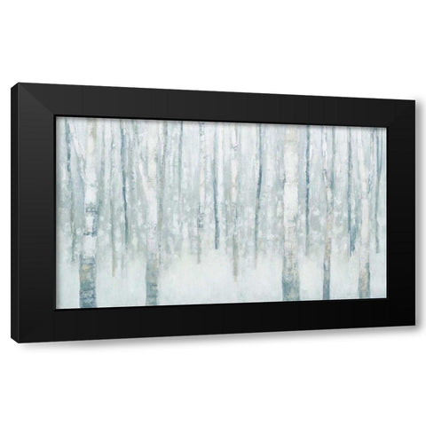 Birches in Winter Blue Gray Black Modern Wood Framed Art Print with Double Matting by Purinton, Julia