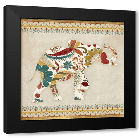 Boho Elephant I  Black Modern Wood Framed Art Print with Double Matting by Wild Apple Portfolio