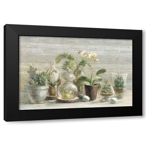 Greenhouse Orchids on Wood Black Modern Wood Framed Art Print with Double Matting by Nai, Danhui