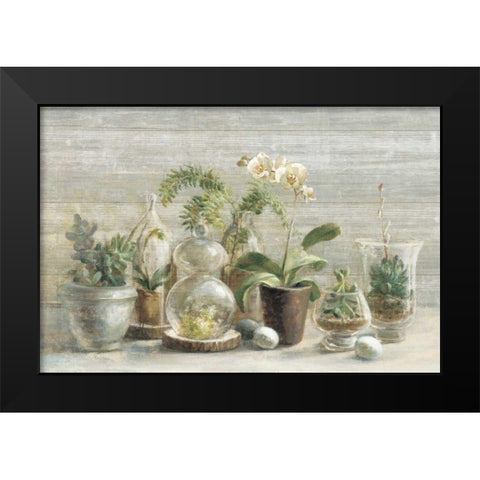 Greenhouse Orchids on Wood Black Modern Wood Framed Art Print by Nai, Danhui