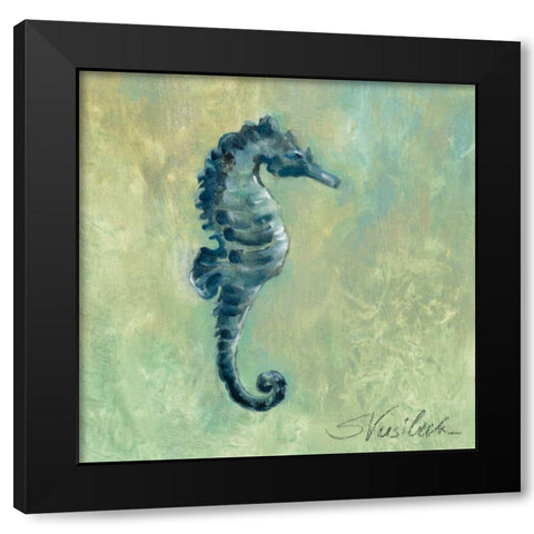 Indigo Sea Life I Black Modern Wood Framed Art Print with Double Matting by Vassileva, Silvia