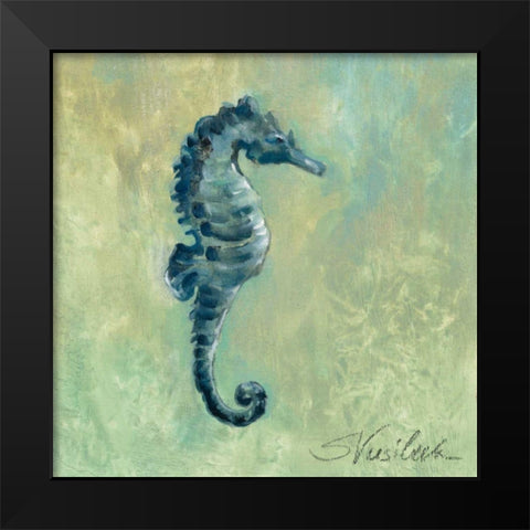 Indigo Sea Life I Black Modern Wood Framed Art Print by Vassileva, Silvia