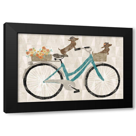 Doxie Ride v.I Black Modern Wood Framed Art Print with Double Matting by Schlabach, Sue