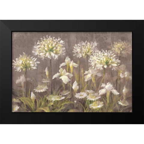 Spring Blossoms Neutral Black Modern Wood Framed Art Print by Nai, Danhui