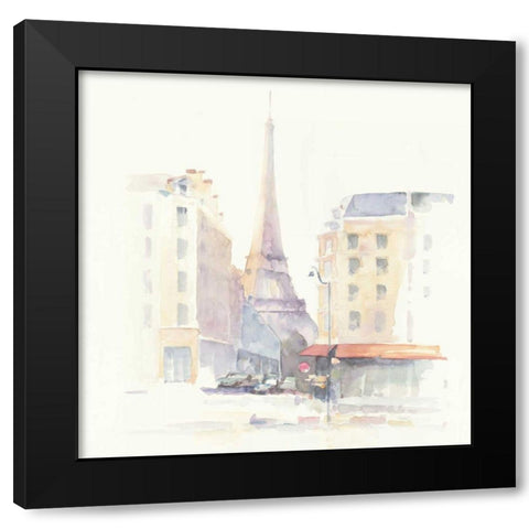 Paris Morning Square Black Modern Wood Framed Art Print by Tillmon, Avery