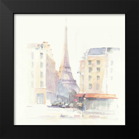 Paris Morning Square Black Modern Wood Framed Art Print by Tillmon, Avery