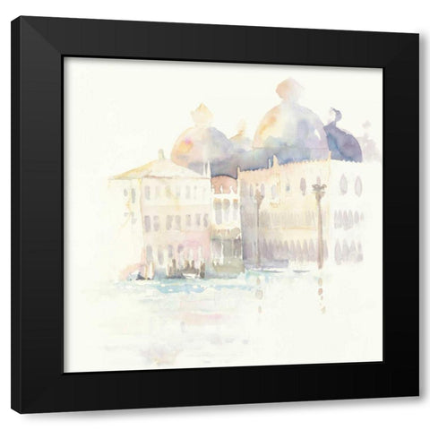 Venice Evening Square Black Modern Wood Framed Art Print by Tillmon, Avery