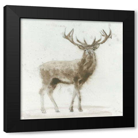 Stag v.2  Black Modern Wood Framed Art Print with Double Matting by Wiens, James