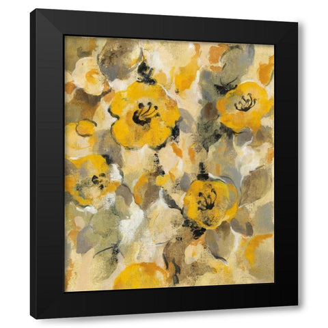 Yellow Floral I Black Modern Wood Framed Art Print by Vassileva, Silvia