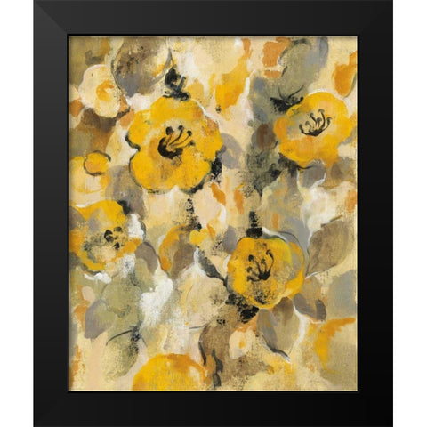 Yellow Floral I Black Modern Wood Framed Art Print by Vassileva, Silvia