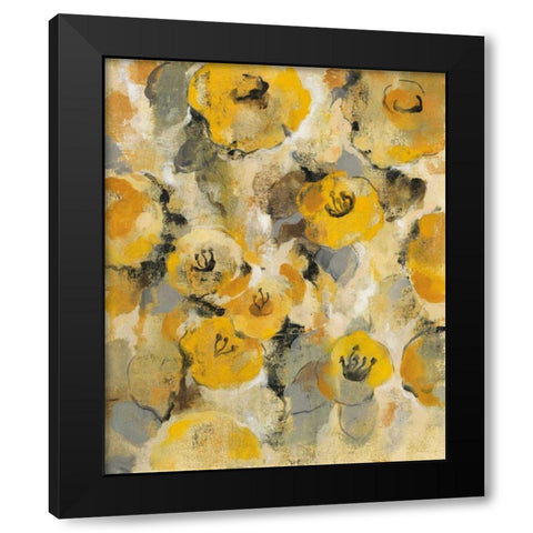 Yellow Floral II Black Modern Wood Framed Art Print with Double Matting by Vassileva, Silvia