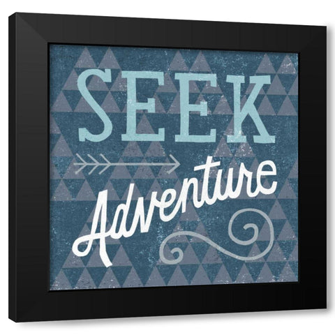 Mod Triangles Seek Adventure Blue Black Modern Wood Framed Art Print by Mullan, Michael