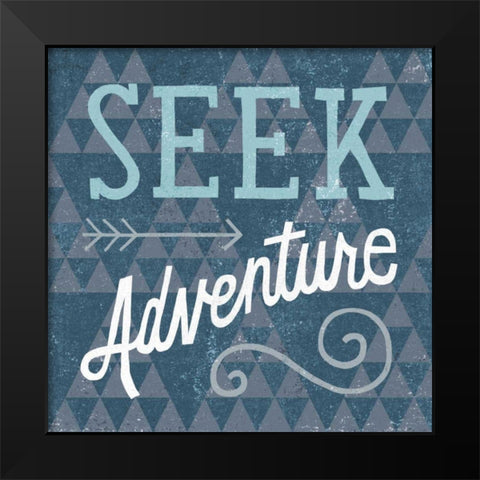 Mod Triangles Seek Adventure Blue Black Modern Wood Framed Art Print by Mullan, Michael