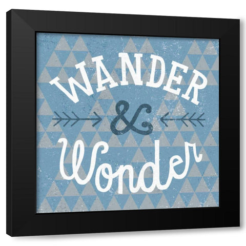Mod Triangles Wander and Wonder Blue Black Modern Wood Framed Art Print by Mullan, Michael
