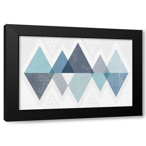 Mod Triangles II Blue Black Modern Wood Framed Art Print with Double Matting by Mullan, Michael