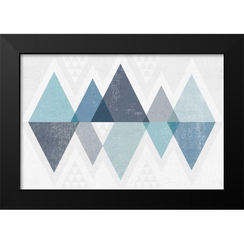 Mod Triangles II Blue Black Modern Wood Framed Art Print by Mullan, Michael