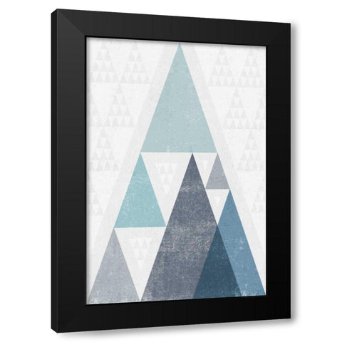 Mod Triangles III Blue Black Modern Wood Framed Art Print with Double Matting by Mullan, Michael