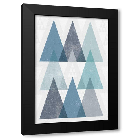 Mod Triangles IV Blue Black Modern Wood Framed Art Print by Mullan, Michael