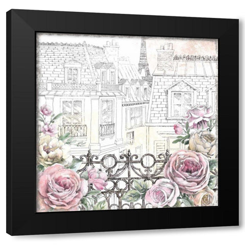 Paris Roses II Black Modern Wood Framed Art Print with Double Matting by Grove, Beth