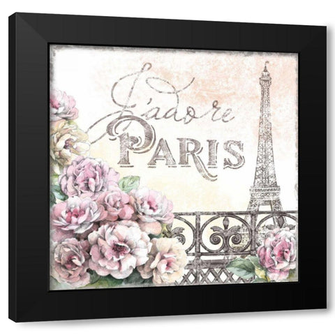 Paris Roses III Black Modern Wood Framed Art Print with Double Matting by Grove, Beth